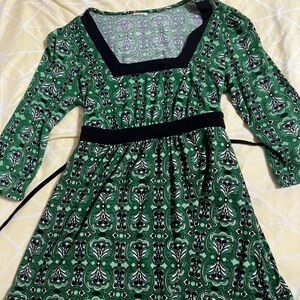 Y2K green and black baydoll top with tie back